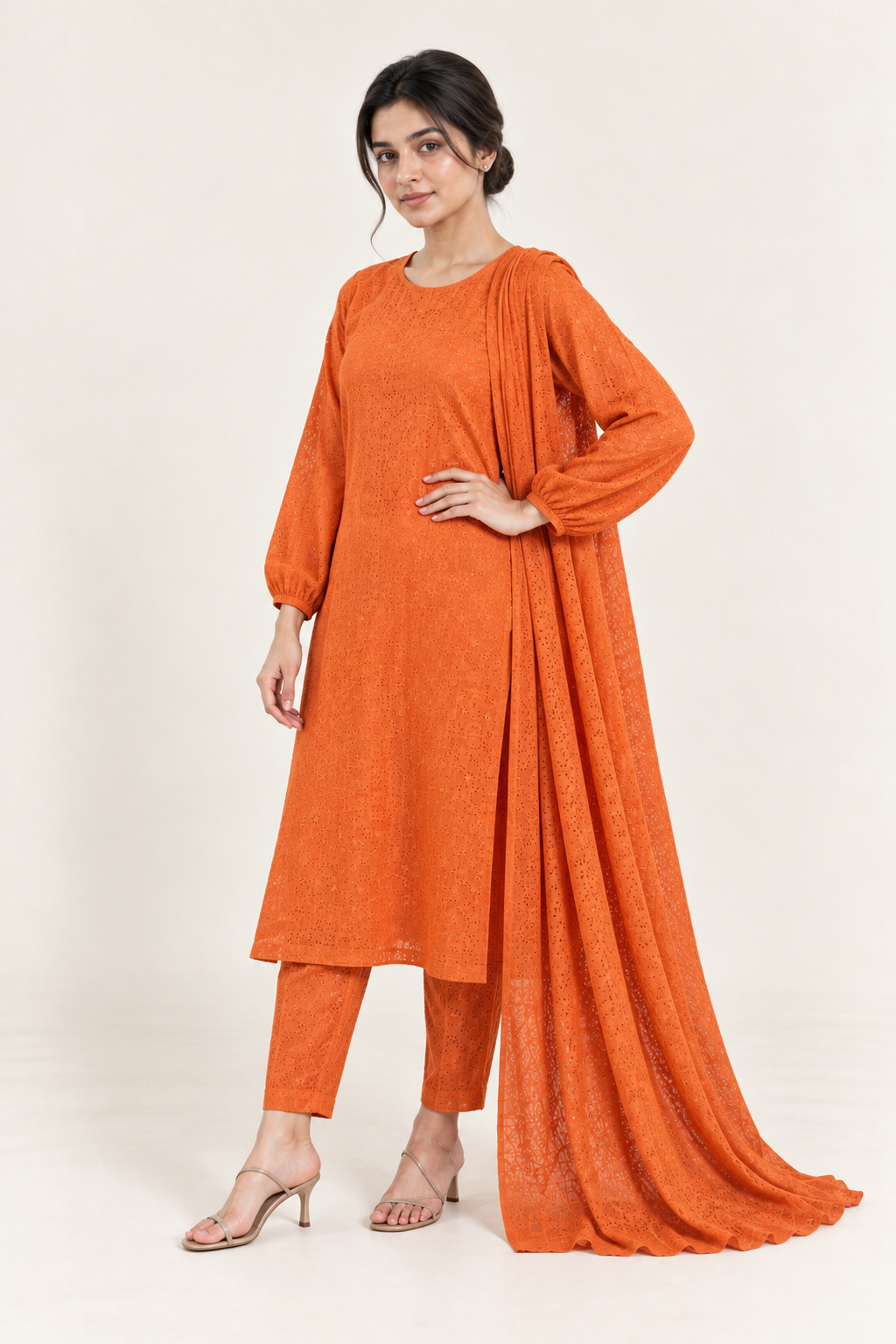 Gulelalah Kainat — Orange Chikankari