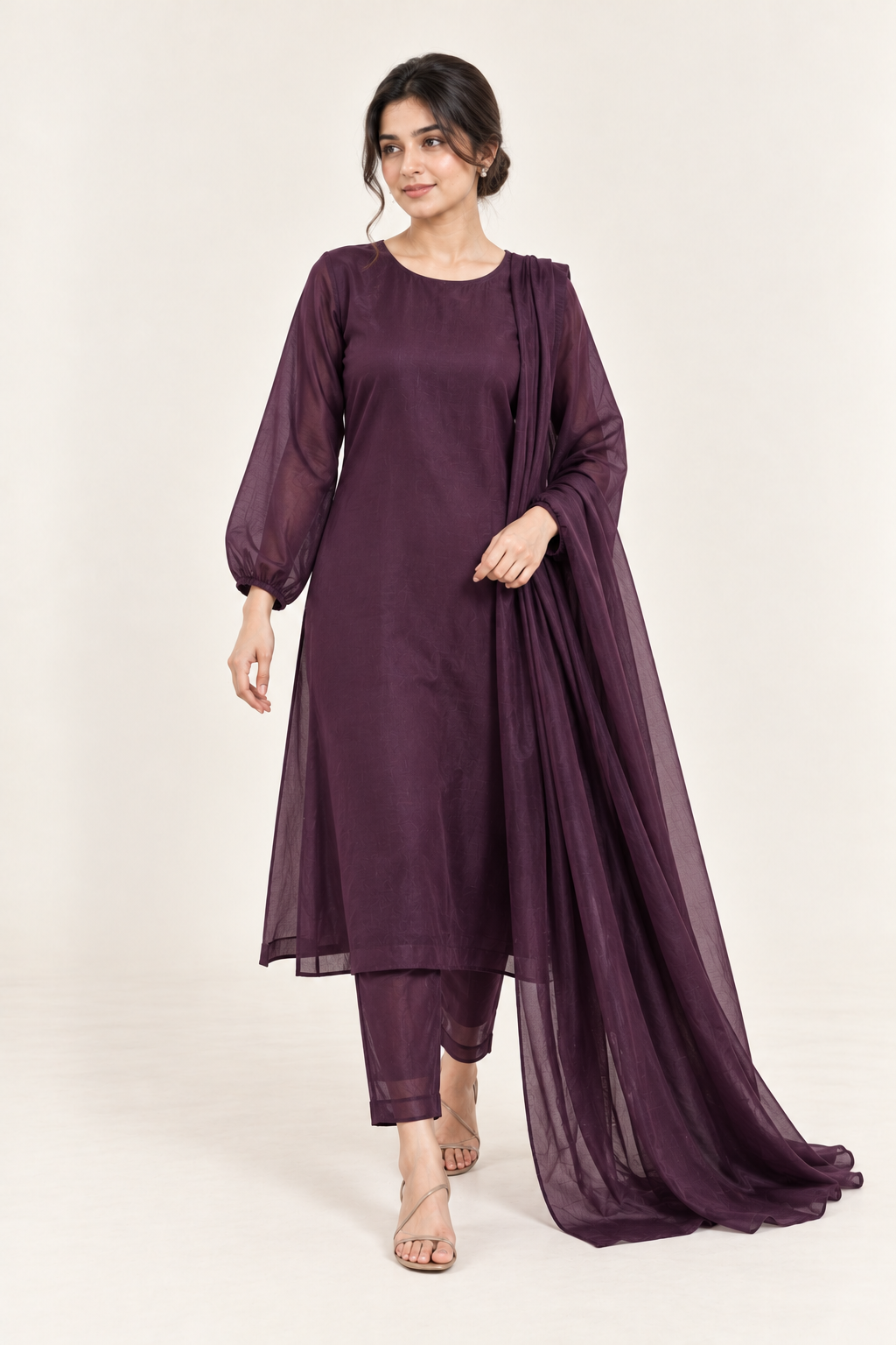 Gulelalah Laiba — Eggplant Organza