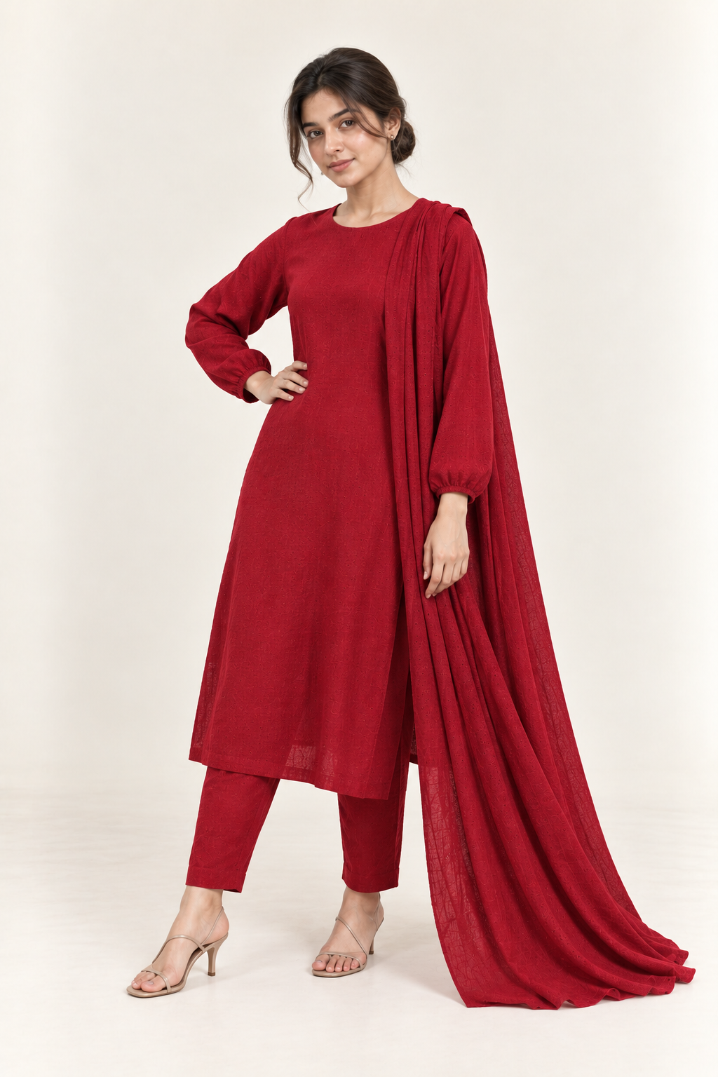 Gulelalah Sana — Ruby Red Chikankari