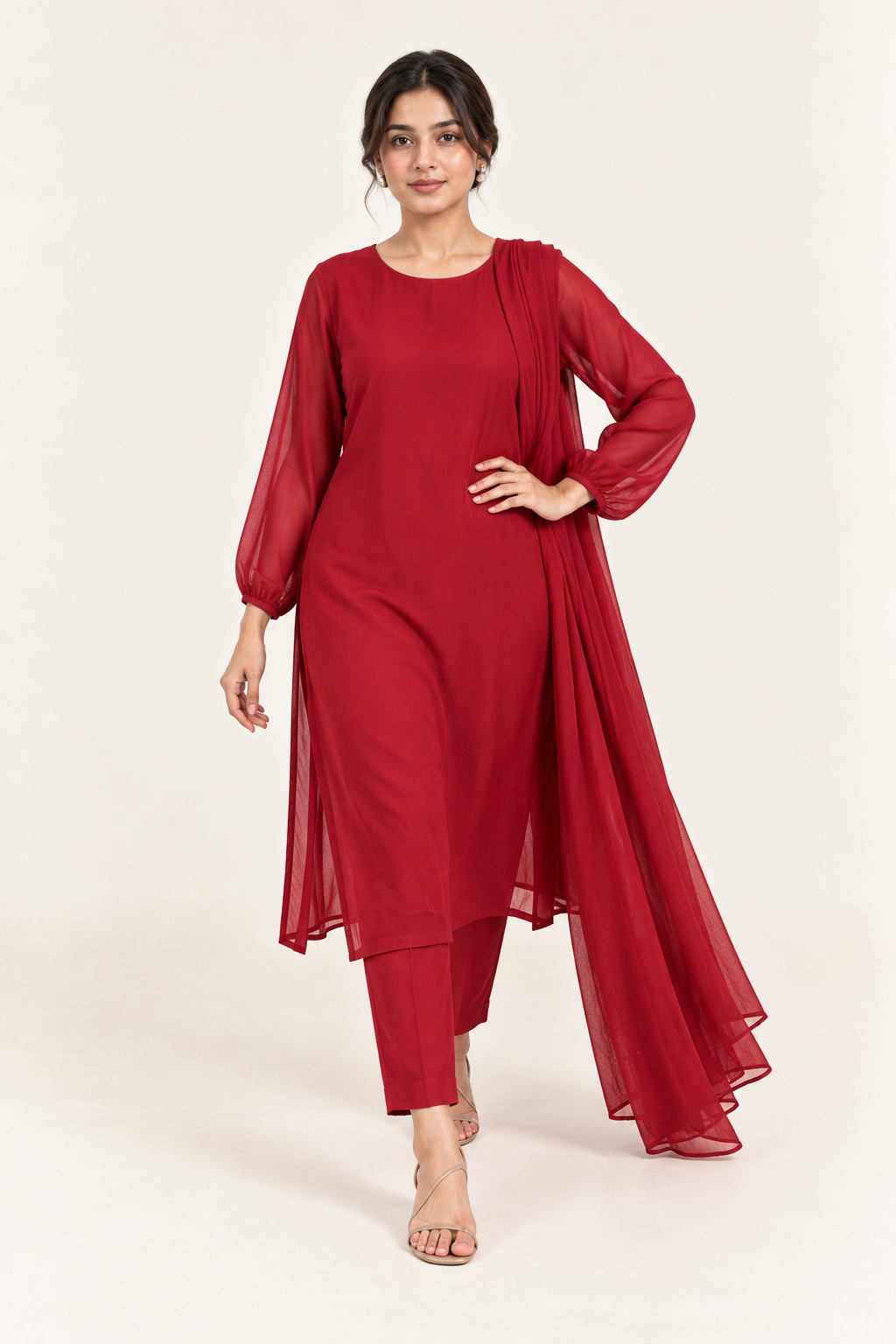 Gulelalah Zoya — Cherry Red Chiffon