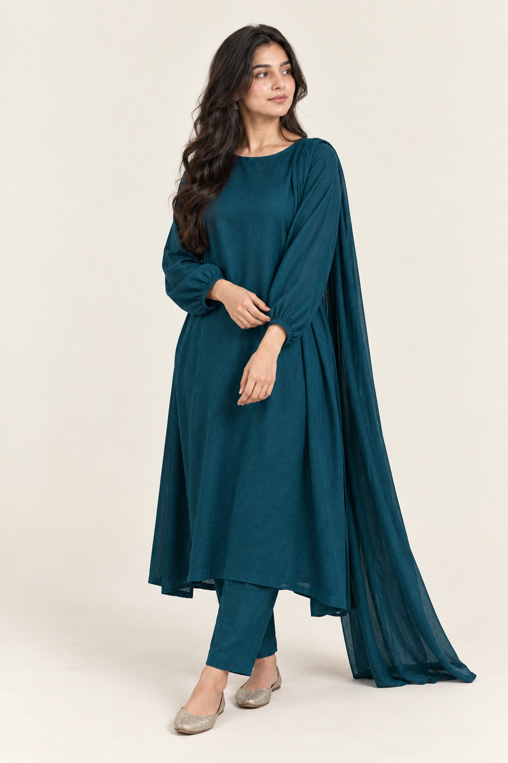 Gulelalah Alina — Deep Teal Khaddar