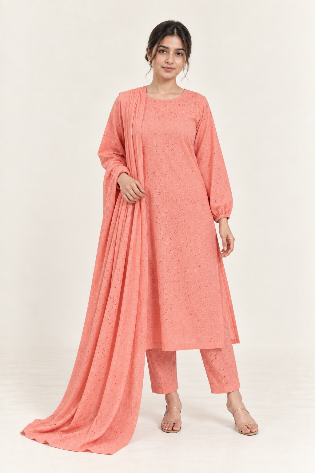Gulelalah Amara — Soft Coral Chikankari