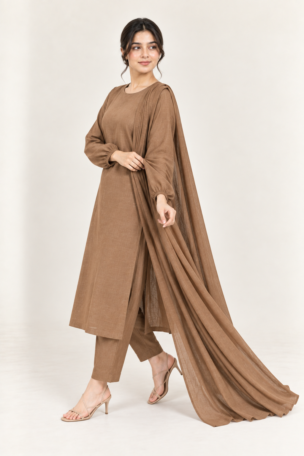Gulelalah Farah — Chestnut Chikankari