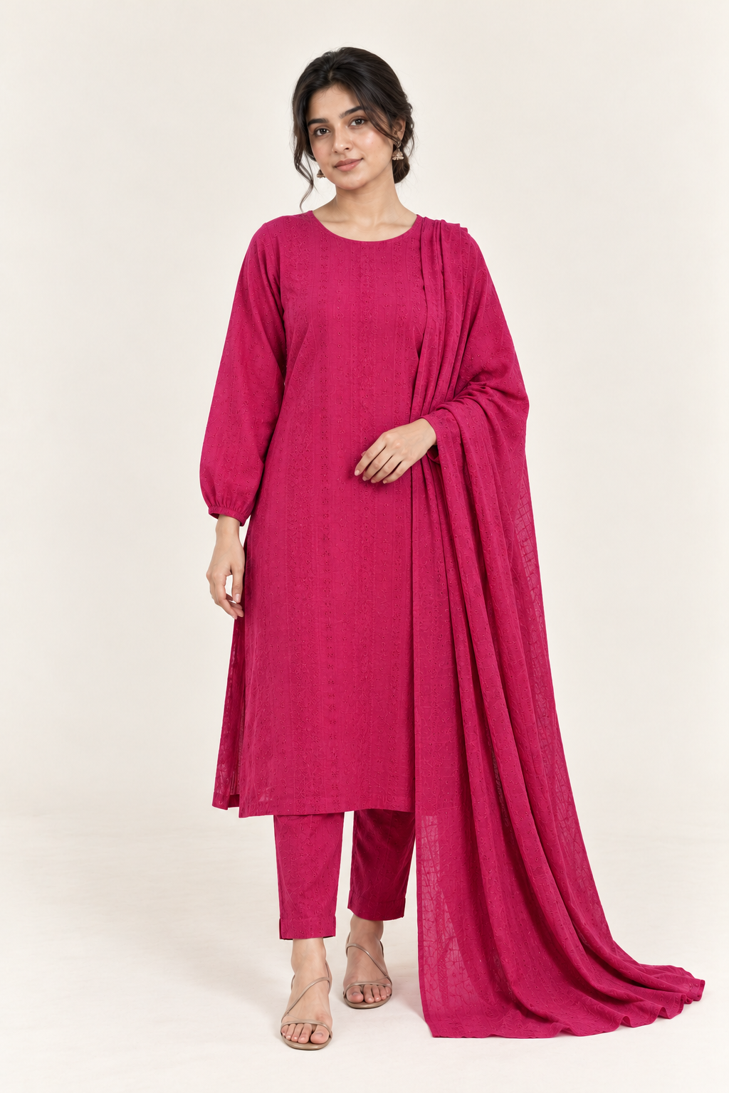 Gulelalah Zoya — Fuchsia Chikankari