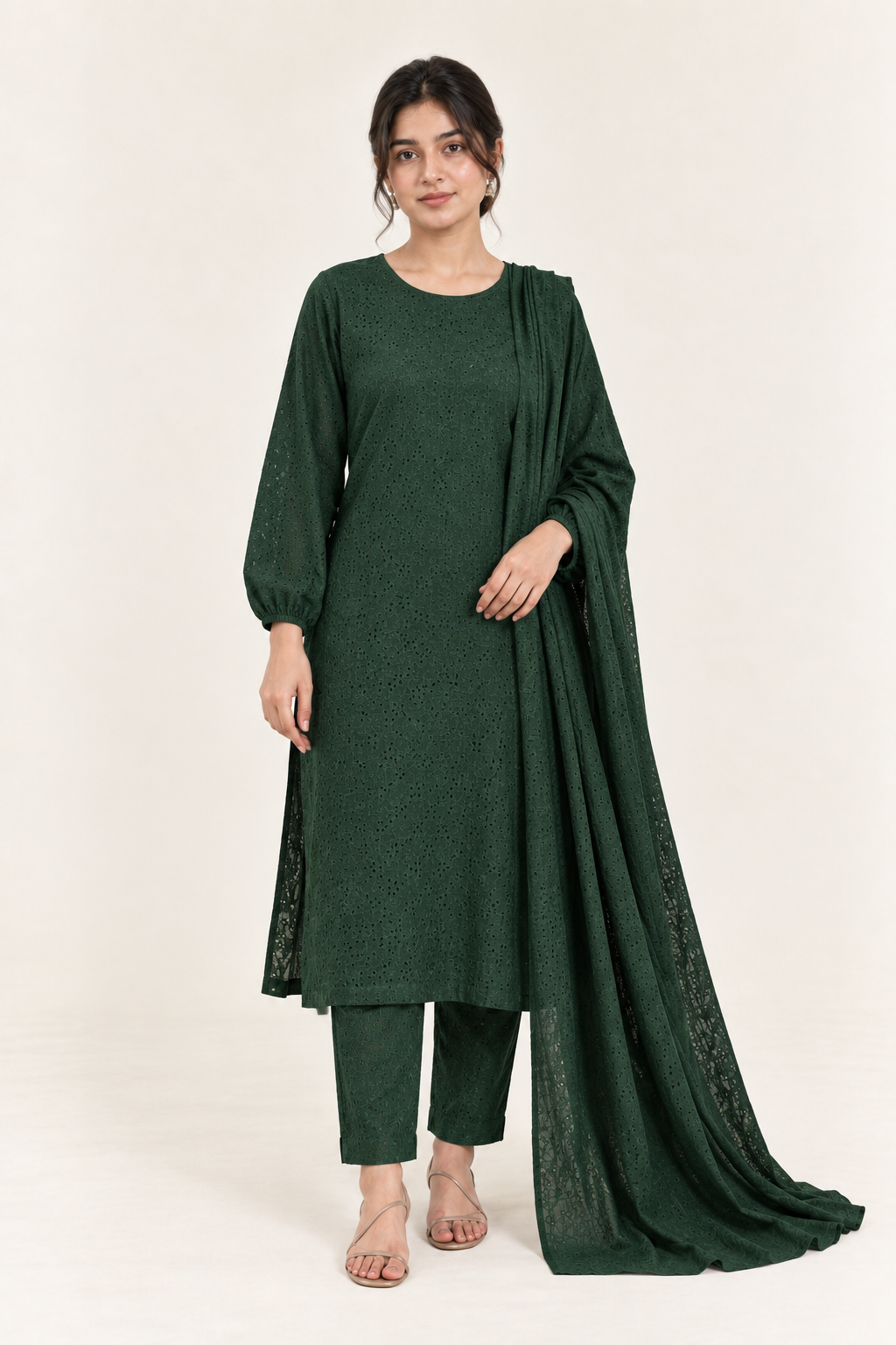 Gulelalah Aaliya — Pine Green Chikankari