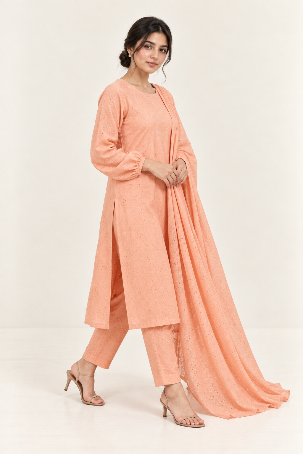 Gulelalah Hania — Peach Chikankari